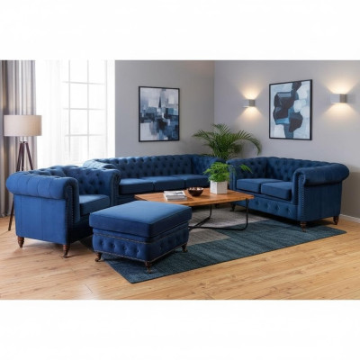Designerska Sofa 3 miejsce do siedzenia Chesterfield Couch Podkładka Sofy Siedziba Trzyosobowa Włókienniczy