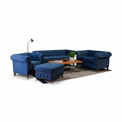 Designerska Sofa 3 miejsce do siedzenia Chesterfield Couch Podkładka Sofy Siedziba Trzyosobowa Włókienniczy