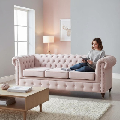 Classic Chesterfield Meble 3 miejsce do siedzenia Sofa Włókienniczy Sofa Materiałowa Noble Design Nowość