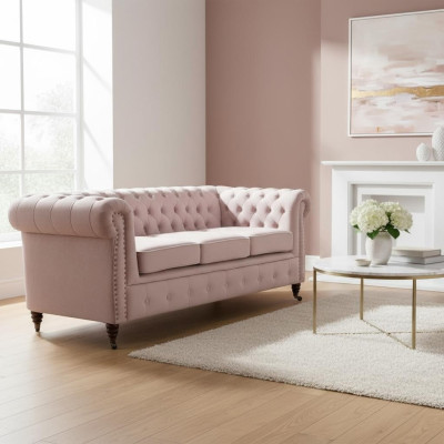 Classic Chesterfield Meble 3 miejsce do siedzenia Sofa Włókienniczy Sofa Materiałowa Noble Design Nowość