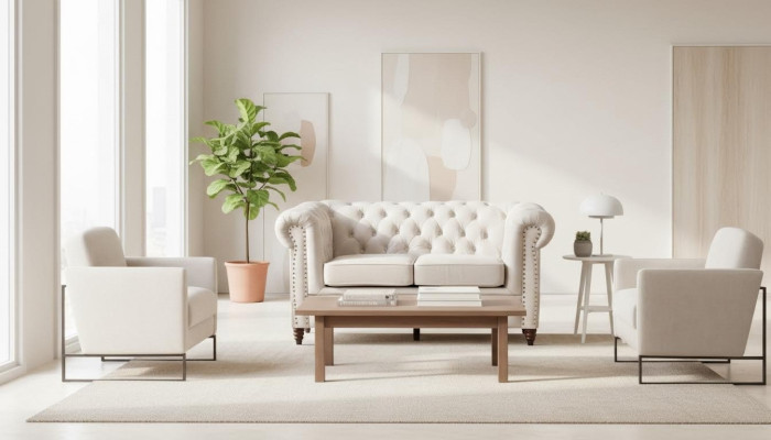 Sofa 2 miejsce do siedzenia Chesterfield Couch Włókienniczy Materiał Sofa Meble Elegancki design
