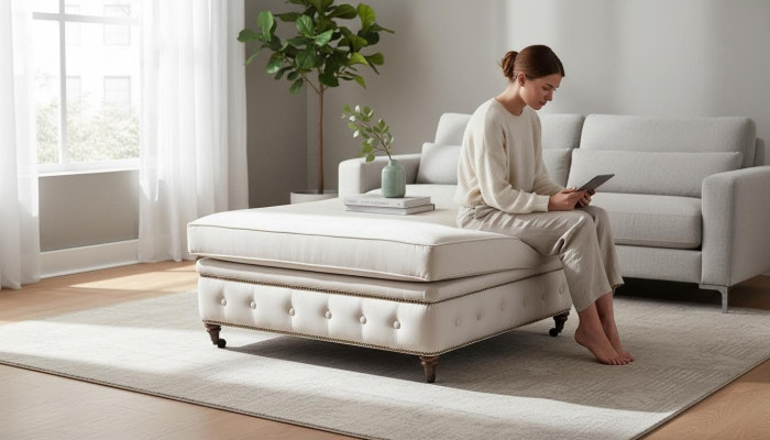 Podnóżek Club Lounge Stołek Skóra Włókienniczy Ottoman Designer Pufa Chesterfield