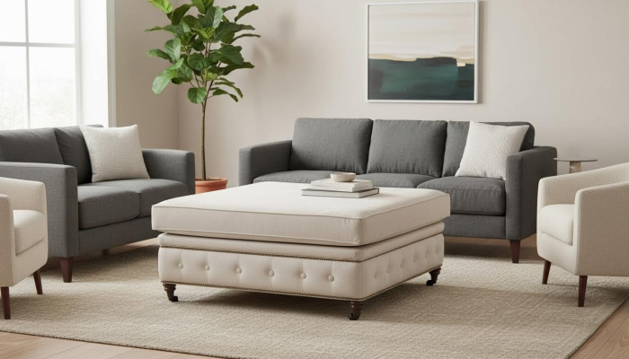 Podnóżek Club Lounge Stołek Skóra Włókienniczy Ottoman Designer Pufa Chesterfield
