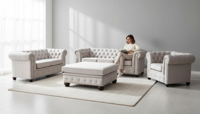 Chesterfield Zestaw sofowy 3+1+1 miejsce do siedzenia Design Couch Podkładka Sofa Ustawić Set