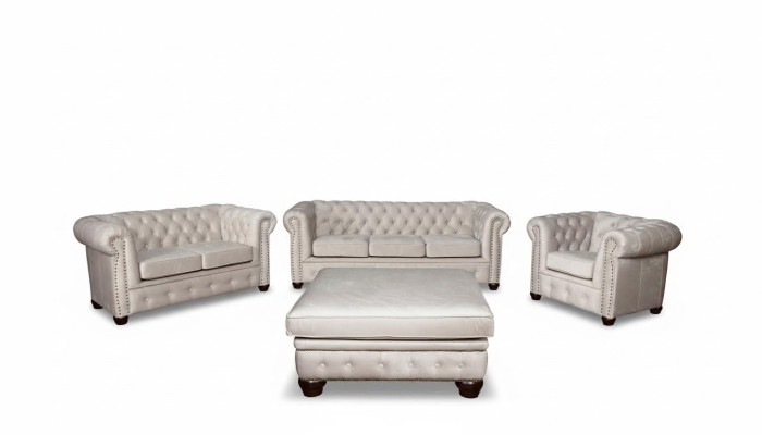Chesterfield Zestaw sofowy Couch Set 321+Stołek Siedziba Podkładka Obcios Włókienniczy