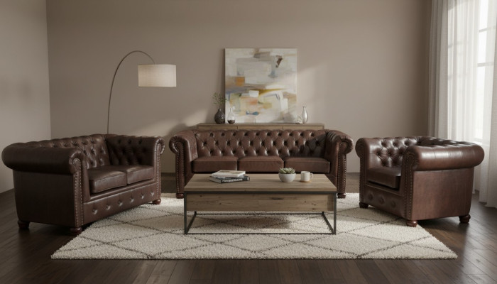 Chesterfield 3 miejsce do siedzenia sofa skórzana kanapa Podkładka Siedziba sofy trzyosobowe