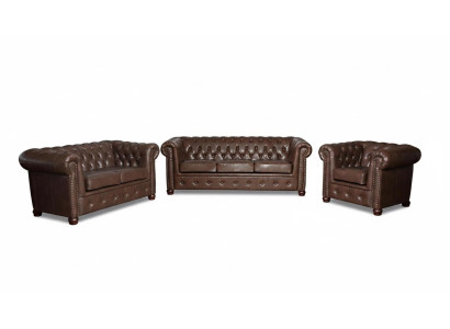 Chesterfield 3 miejsce do siedzenia sofa skórzana kanapa Podkładka Siedziba sofy trzyosobowe