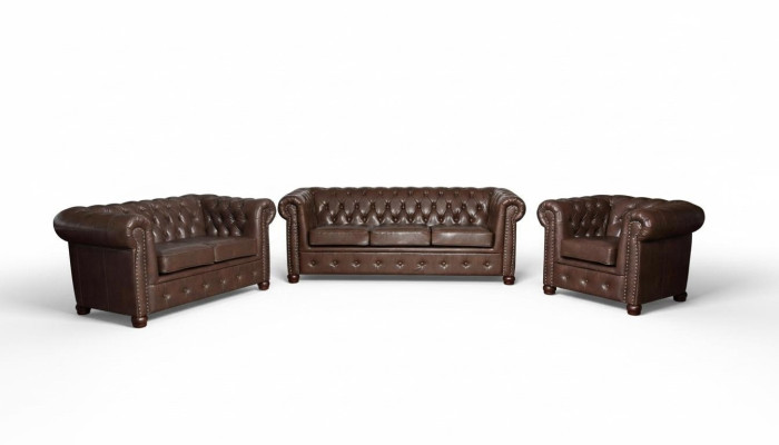 projektant 2 miejsce siedzące Włókienniczy Sofy Kanapy Nowa skórzana sofa Chesterfield Couch