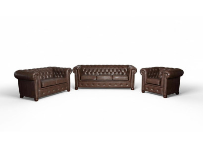 projektant 2 miejsce siedzące Włókienniczy Sofy Kanapy Nowa skórzana sofa Chesterfield Couch