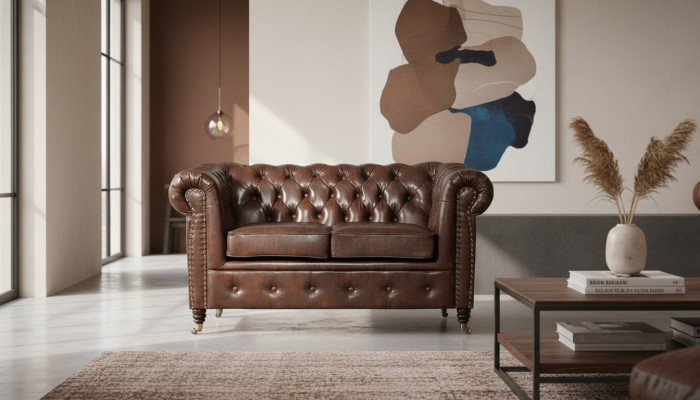 Sofa 2 miejsce do siedzenia Design Sofy Podkładka Modern Siedziba Materiał Dwumiejscowa Skóra Nowość