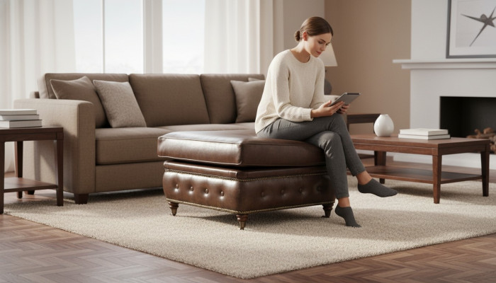 Podnóżek Chesterfield Club Lounge Stołek Skóra Włókienniczy Ottoman Designer