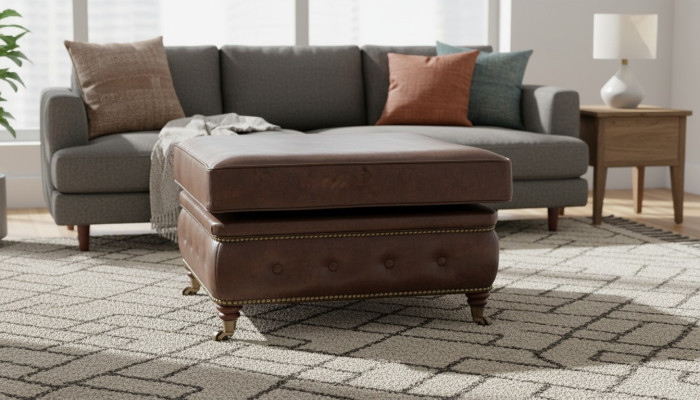 Podnóżek Chesterfield Club Lounge Stołek Skóra Włókienniczy Ottoman Designer