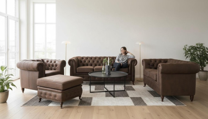 Chesterfield Couch Siedziba Podkładka 321 Stołek miejsce siedzące Ustawić Sofa Sofy Podnóżek