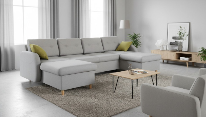 Żywy krajobraz Narożnikowa kanapa Materiał Kształt U funkcji łóżka Couch Design Deko Podkładka