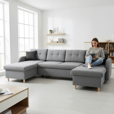 Żywy krajobraz Narożnikowa kanapa Materiał Kształt U funkcji łóżka Couch Deko Design Podkładka