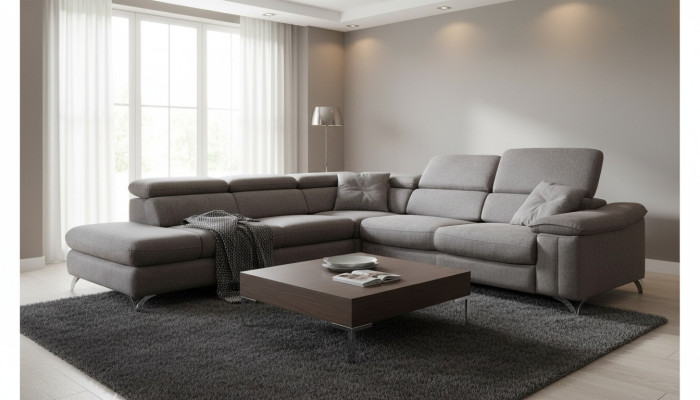 Design Narożnikowa kanapa Funkcja łóżka w kształcie litery L Sofa Skóra Włókiennicza Sofa Wielofunkcyjna