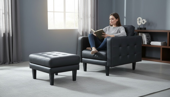 Fotel Club Lounge Projektant Lehn Krzesło Podkładka Sofa 1 miejsce siedzące TV Skóra
