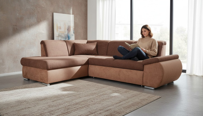 Funkcja łóżka Materiał Narożnikowa kanapa Sofa w kształcie litery L Podkładka Design Couch Włókienniczy