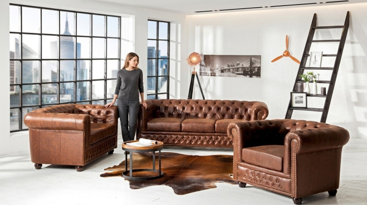 Zestaw sofowy 3+2 miejsce do siedzenia Nowy zestaw Design Sofy Podkładka Deco Kanapy Skóra