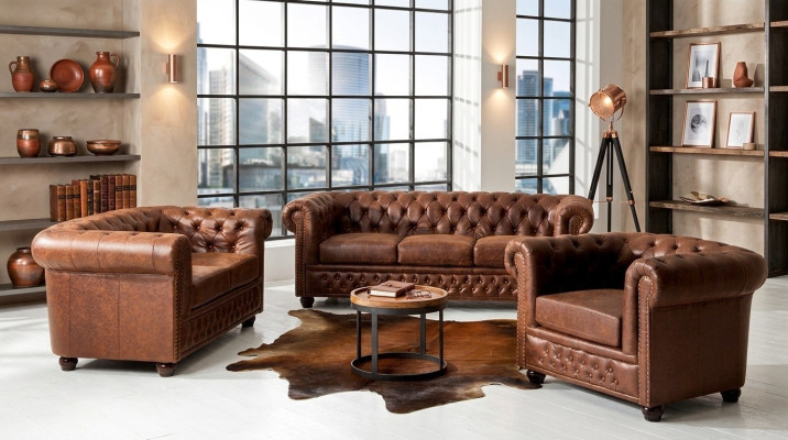 Kanapa Podkładka Sofa Włókienniczy Chesterfield Couches Ustawić 3 miejsce siedzące trzyosobowe