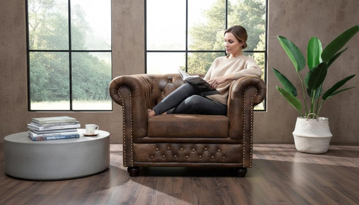 Chesterfield Fotel TV Couch 1 miejsce do siedzenia Sofa Włókienniczy Materiał Kanapy Podkładka