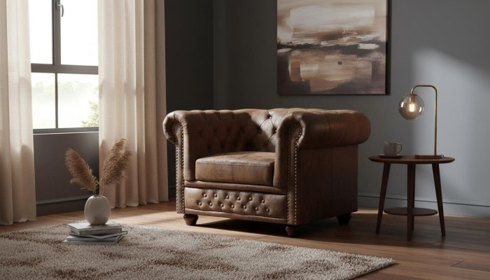 Chesterfield Fotel TV Couch 1 miejsce do siedzenia Sofa Włókienniczy Materiał Kanapy Podkładka