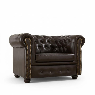 Chesterfield Fotel TV Couch 1 miejsce do siedzenia Sofa Skóra Materiałowa Podkładka