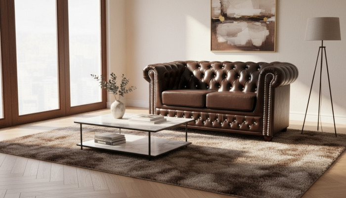 Klasyczna dwuosobowa kanapa Noble Chesterfield Meble Sofa Włókienniczy Design Brown