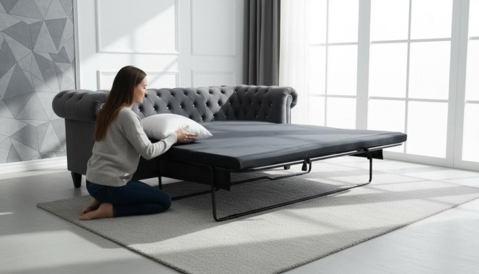 Chesterfield 3 miejsce do siedzenia Funkcja łóżka Sofa Couch Podkładka Ustawić Couches Sleep