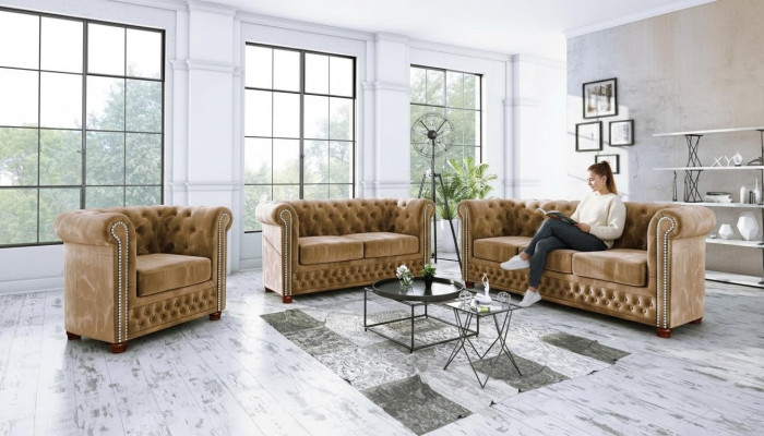Chestgerfield Zestaw sofowy Couch Podkładka Siedziba Zestaw 321 miejsc siedzących Obcios Couches