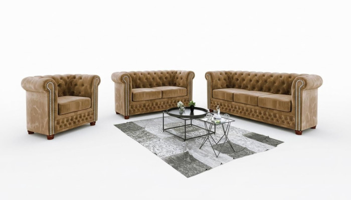 Chestgerfield Zestaw sofowy Couch Podkładka Siedziba Zestaw 321 miejsc siedzących Obcios Couches