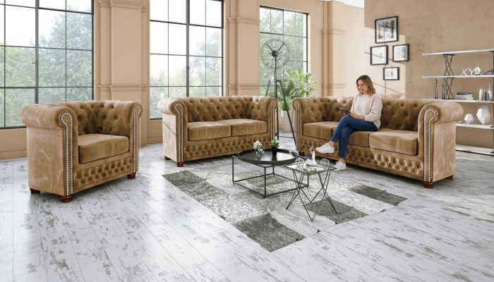 Chesterfield Zestaw sofowy 3+2 miejsce do siedzenia Sofa Siedziba Couch Podkładka Ustawić kanapy