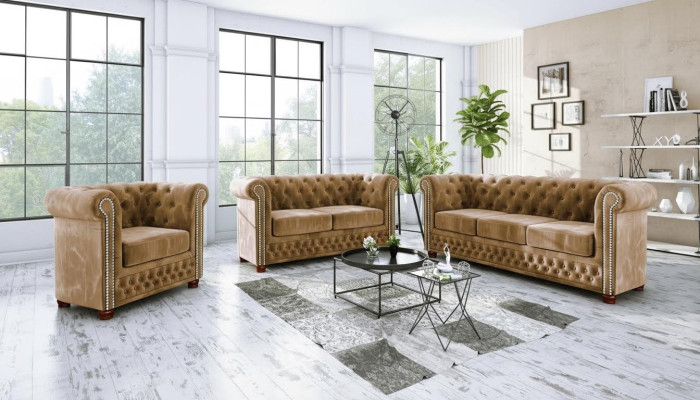 Design Sofa 3 miejsce do siedzenia Chesterfield Materiał Couch Podkładka Sofy Włókiennicze Kanapy Nowość