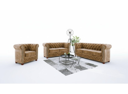 Design Sofa 3 miejsce do siedzenia Chesterfield Materiał Couch Podkładka Sofy Włókiennicze Kanapy Nowość