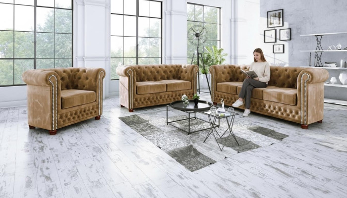 Klasyczna Sofa Dwuosobowa Noble Chesterfield Meble Włókienniczy Sofa Design Brązowa