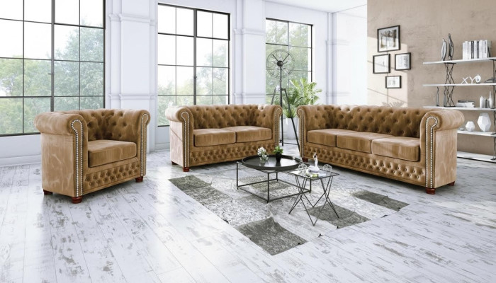 Klasyczna Sofa Dwuosobowa Noble Chesterfield Meble Włókienniczy Sofa Design Brązowa