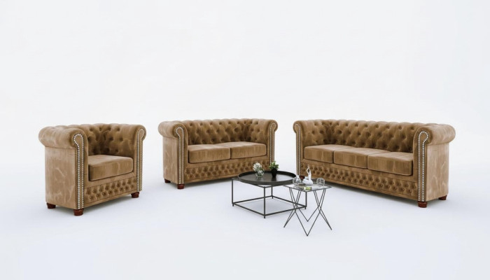 Klasyczna Sofa Dwuosobowa Noble Chesterfield Meble Włókienniczy Sofa Design Brązowa