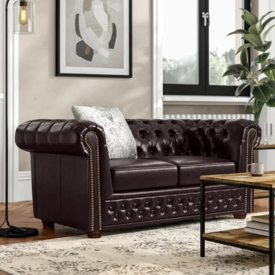 Design Sofa 2 miejsce do siedzenia Kanapa Chesterfield Podkładka Siedziba Ustawić Skóra Włókienniczy Nowość