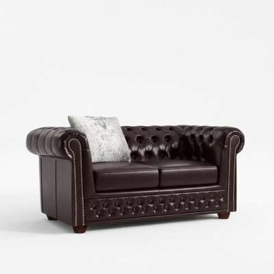 Design Sofa 2 miejsce do siedzenia Kanapa Chesterfield Podkładka Siedziba Ustawić Skóra Włókienniczy Nowość