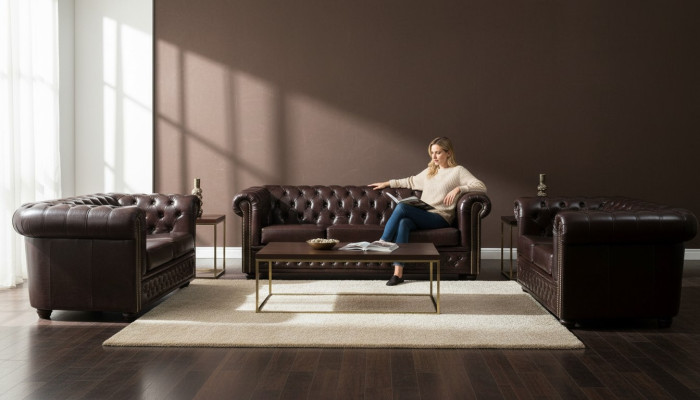Skórzana sofa Zestaw sofowy 3+2+1 miejsce do siedzenia Zestaw Ustawić tapicerowaną sofę kanapową
