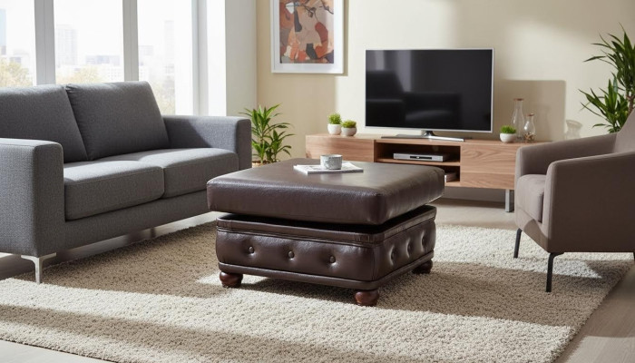 Podnóżek Club Lounge Stołek Skóra Włókienniczy Ottoman Designer Pufa Ottoman Nowy