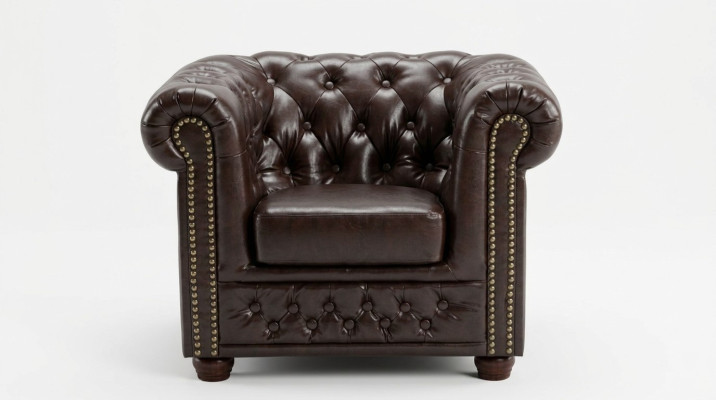 Chesterfield Fotel TV Couch 1 miejsce do siedzenia Sofa Włókienniczy Skóra Couchen Podkładka