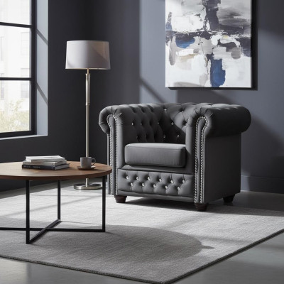 Chesterfield Fotel TV Couch 1 miejsce do siedzenia Sofa Włókienniczy Materiał Kanapy Podkładka Nowość