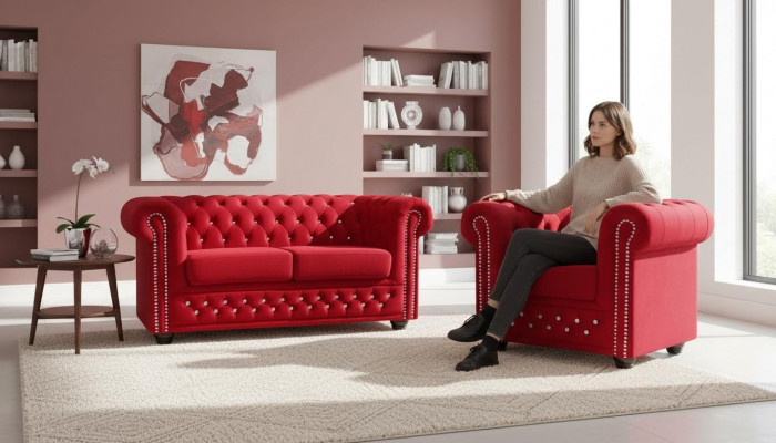 Zestaw sofowy 2+1 miejsce do siedzenia Sofy Kanapa Podkładka Blue Classic Couches Ustawić