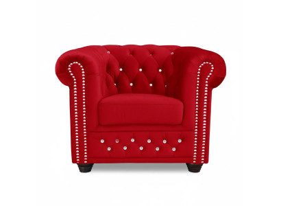 Fotel Design Podkładka Modern Włókienniczy Materiał Czerwony Telewizja 1 miejsce siedzące Chesterfield Nowość