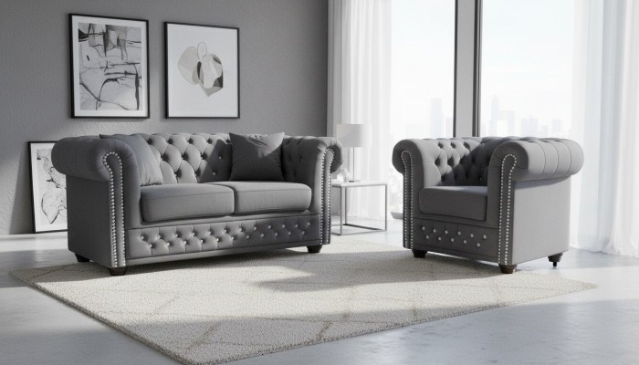 Chesterfield Zestaw sofowy 2+1 miejsce do siedzenia Design Couch Podkładka Sofa Ustawić Zestaw Nowy