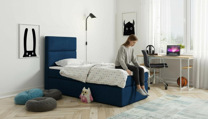 Łóżko Box Spring Blue Design Łóżko Big Podkładka Hotel Marriage Luksusowe łóżko 80x200cm Nowość