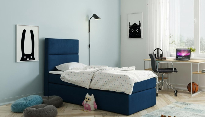 Łóżko Box Spring Blue Design Łóżko Big Podkładka Hotel Marriage Luksusowe łóżko 80x200cm Nowość