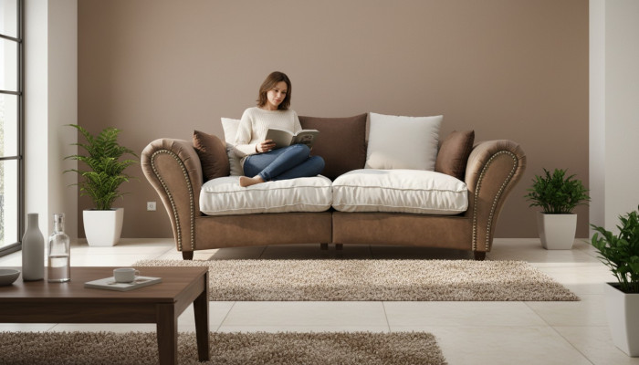 Sofa 4 miejsce do siedzenia sofy materiałowe luksusowe kanapy kanapy duże Podkładka Lümmel 265cm