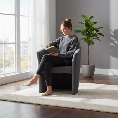 Fotel Club Lounge Design Lehn Krzesło Podkładka Sofa 1 miejsce siedzące TV Czarny